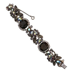 Vintage Juliana Gray Rhinestone Bracelet, Large Dentelles, Clear and AB RS!